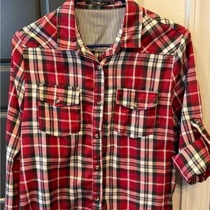 Plaid Button Down Shirt - Red